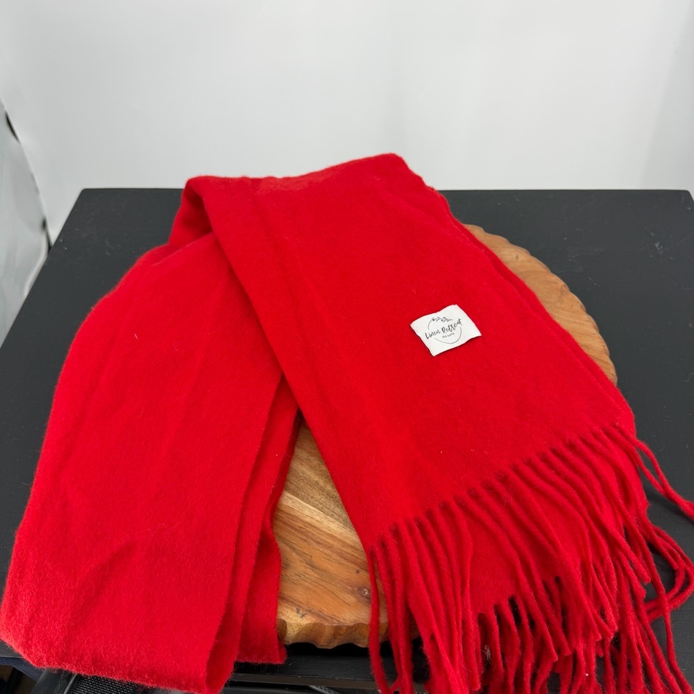 Linen retreat eco gift Red Cashmere Blend Scarf: Winter Shawl fringe‎ trim